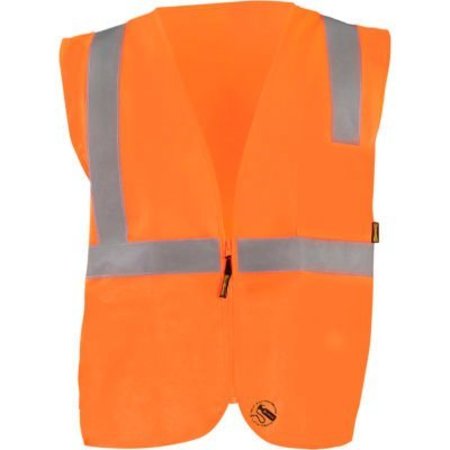 OCCUNOMIX Self-Extinguishing Standard Vest, Solid, Class 2, Type R, Zipper, Orange, L TSE-ISZ-OL